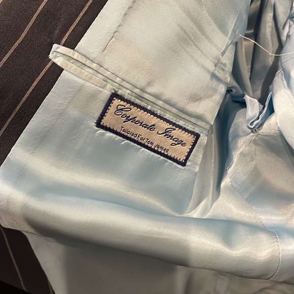 Custom Navy Pinstripe Tom James Suit 44 Jacket / 34 Pant - Picture 9 of 12